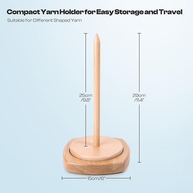 Caydo Wooden Yarn Holder for Knitting and Crocheting, Yarn Spinner Holder | Easy Install and Operate Yarn Spinner with Yarn Storage, Perfect Crochet Gift for Craft Enthusiasts - Large - Image 2
