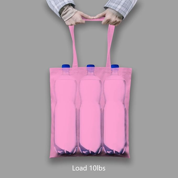 TOPDesign 12-Pack Economical 16"x15" Baby Pink Cotton Tote Bag, Lightweight Medium Reusable Grocery Shopping Cloth Bags, Suitable for DIY, Advertising, Promotion, Gift, Activity - Image 6