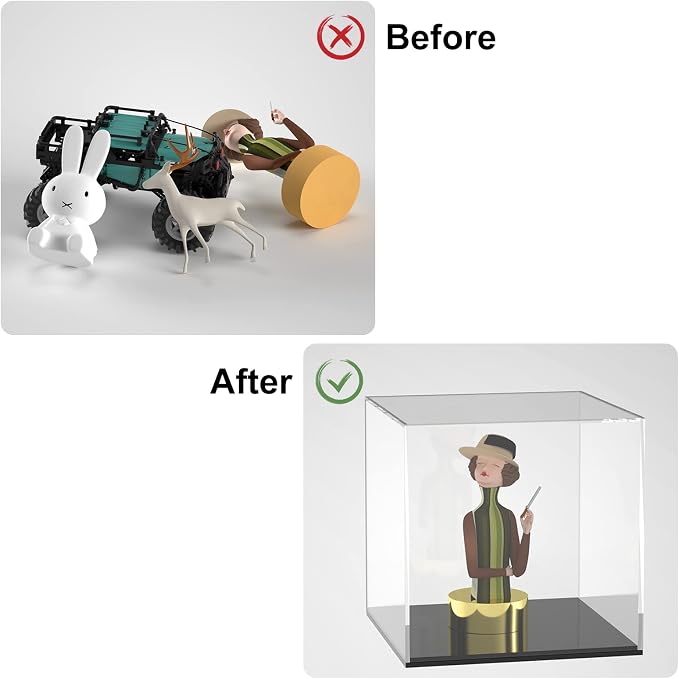 Cliselda Clear Acrylic Display Case with Black Base 5x5x5 inch | Square Acrylic Box Cube Small Storage Containers, Fully Assembled Dustproof Display Box for Collectibles Action Figures - Image 3