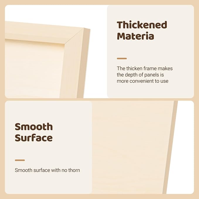 HANSILKHANSILK 16x16 Inch Wood Canvas Panels 6 Pack – Unfinished Wooden Art Boards for Acrylic, Oil & Mixed Media Painting, DIY Craft Projects for Artists, Beginners & Students - Image 3