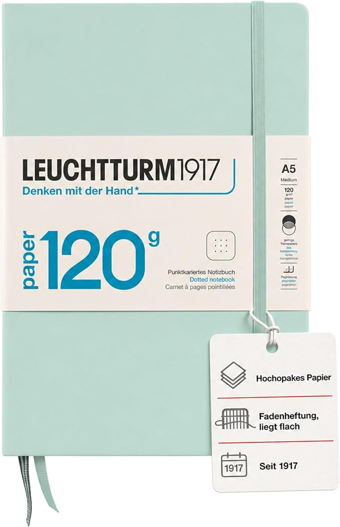 LEUCHTTURM1917 - 120G Special Edition - Medium A5 Dotted Hardcover Notebook (Mint) - 203 Numbered Pages with 120gsm Paper by LEUCHTTURM1917