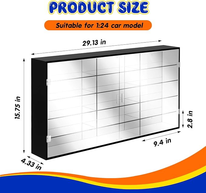 1: 24 Clear Acrylic Toy Car Display Case 15 Grids Toy Race Car Display Show Box Diecast Case Wall Mounted Vehicles Shelf for Storage, Mini Model Figure Lover Gifts - Image 2