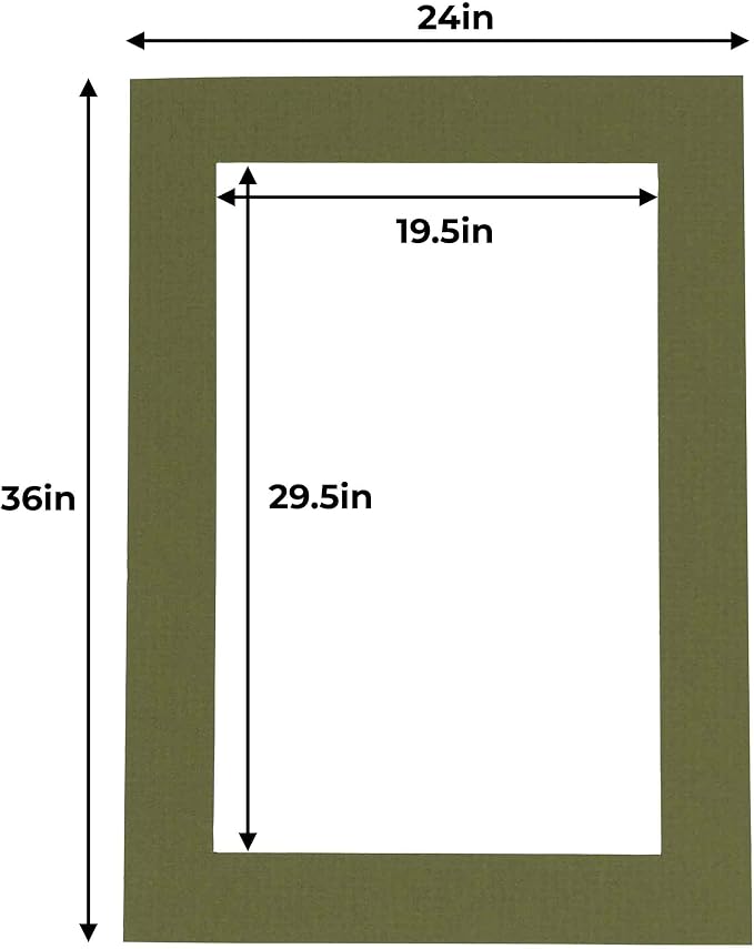 20x30 Mat for 24x36 Frame - Precut Mat Board Acid-Free Dill Green 20x30 Photo Matte For a 24x36 Picture Frame, Premium Matboard for Family Photos, Show Kits, Art, Picture Framing, Pack of 25 Mats - Image 4