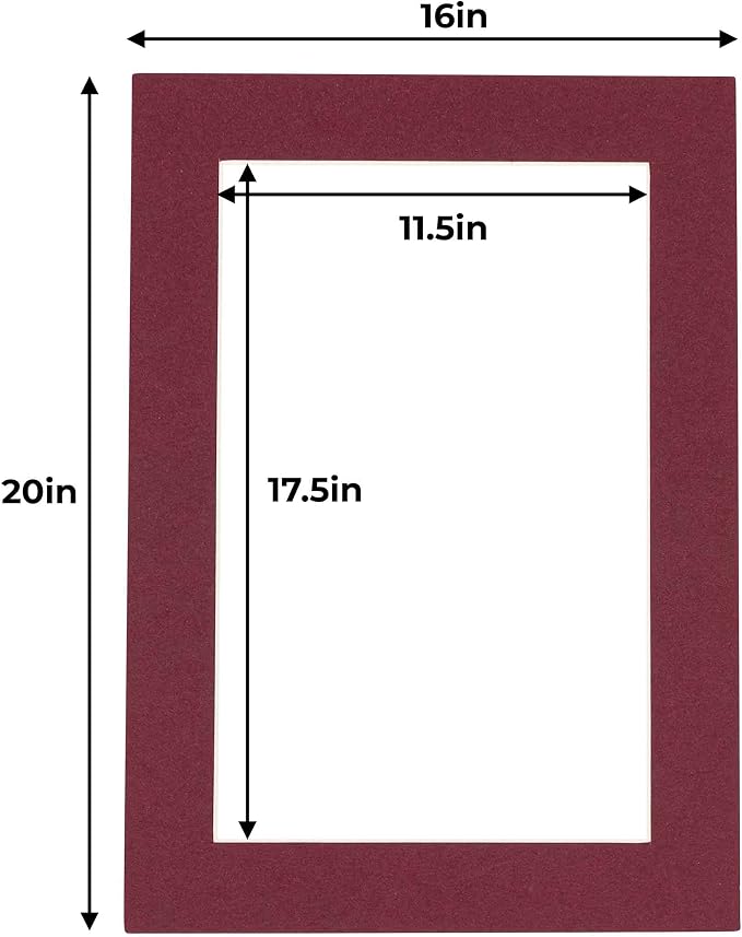 12x18 Mat for 16x20 Frame - Precut Mat Board Acid-Free Maroon 12x18 Photo Matte Made to Fit a 16x20 Picture Frame, Premium Matboard for Family Photos, Show Kits, Art, Picture Framing, Pack of 1 Mat - Image 4