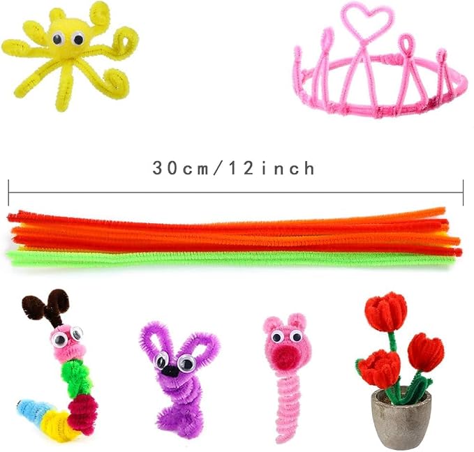 Caydo 1000 Pieces Pipe Cleaners Bulk Assorted 20 Colors Chenille Stems | for Kids Creative Arts and Crafts Projects and Home Decorations(6 mm x 12 inch) - Image 4