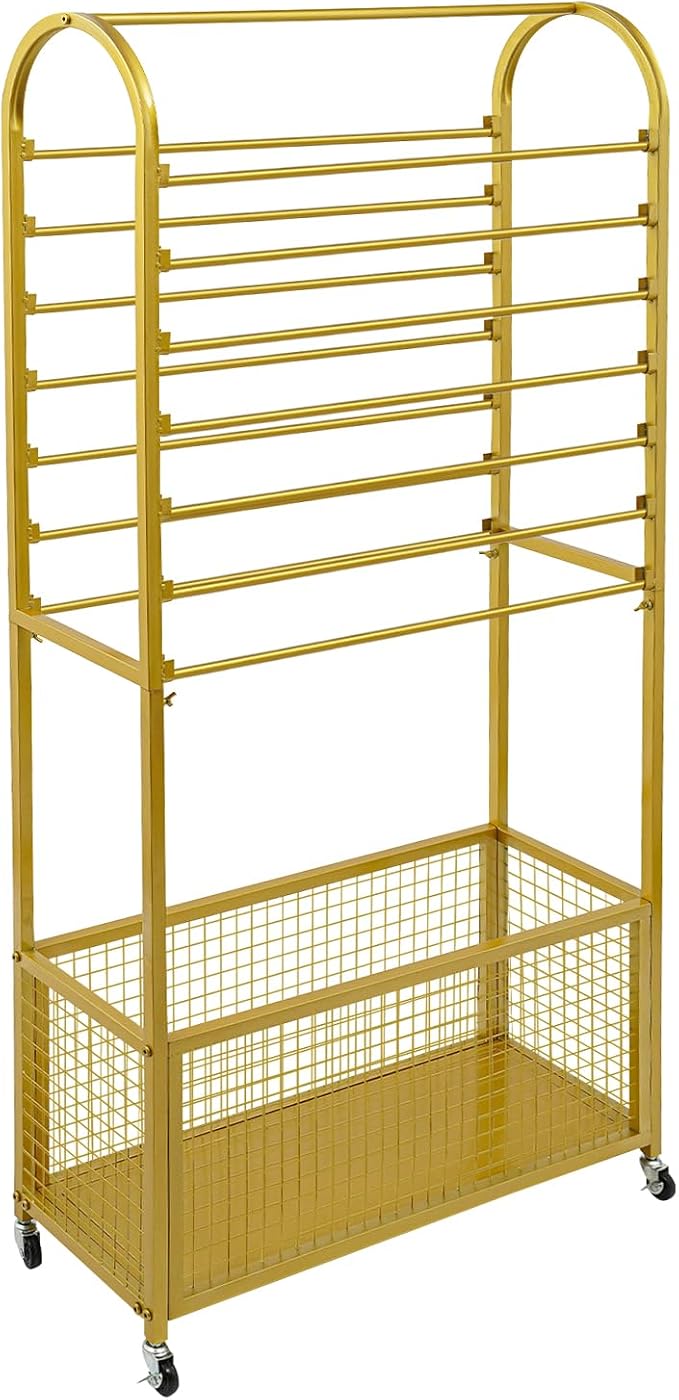 Ribbon Holder Organizer Rack, 15-Layer Ribbon Holder with Wheels | Double-Sided 15-Layer Ribbon Holder with Wheels, Wrapping Paper Ribbon Display Rack Storage Shelf for Craft Room - Image 4