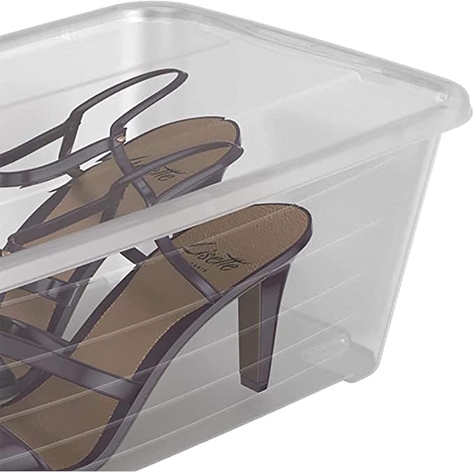 Life Story 6 Liter Shoe, Accessory, and Closet Plastic Storage Box Multi-Purpose Lidded Stacking Tote Containers, Clear (160 Pack) - Image 8