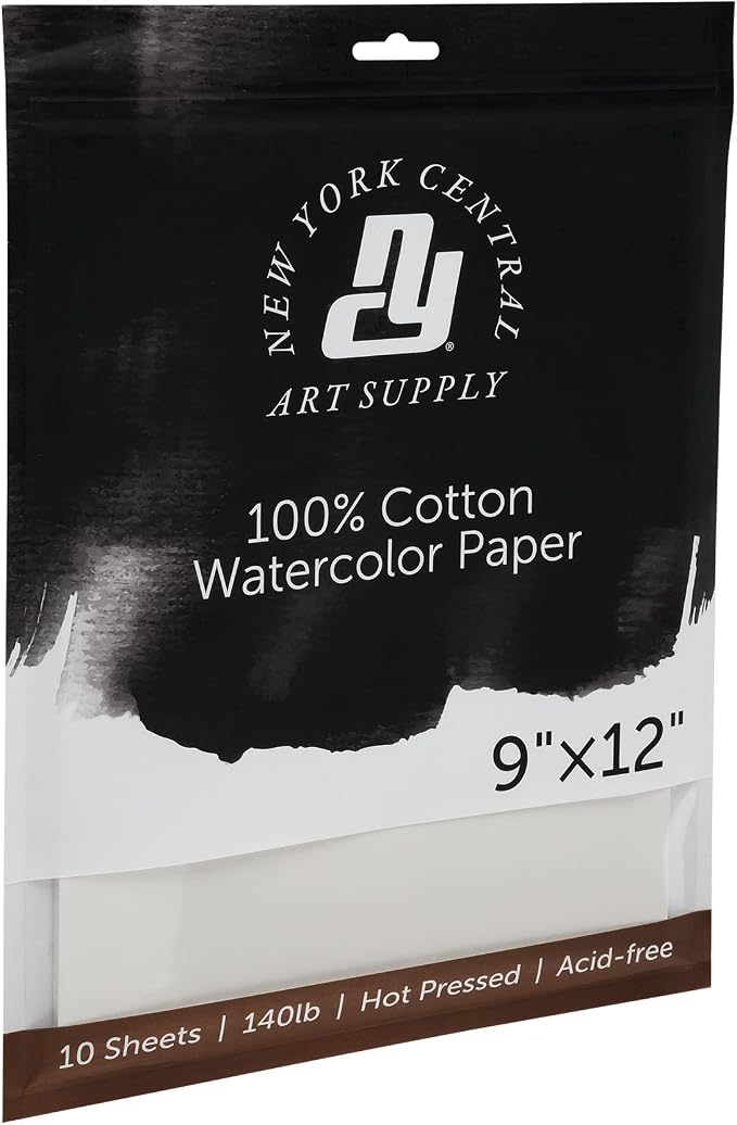 New York Central Watercolor Paper - 9x12-5 Packs of 10-50 Total Sheets, 140 lb. Hot Press - 100% Cotton, Acid-Free, Archival Quality, Bright White Watercolor Paper Pad for Wet & Dry Media - Image 2
