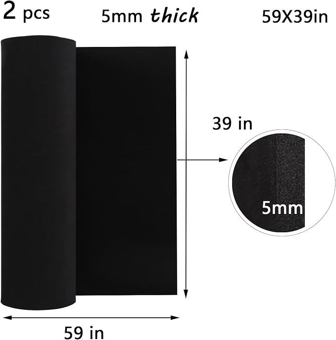 AMZQNART 5mm EVA Foam Sheets Roll 39x59in Black 2pcs for Cosplay 90kg/m3 | High Density, High stability, Craft Armor and Weapons, Halloween Costumes, Christmas, Easter, Thanksgiving - Image 2