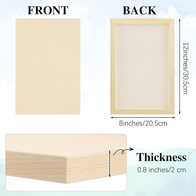Aodaer 8 Pack Wood Panels 8 x 12 Inch Wooden Panels Canvas Unfinished Craft Wood Boards Panels for Art Crafts Acrylic and Oil Painting Pouring DIY Projects - Image 2