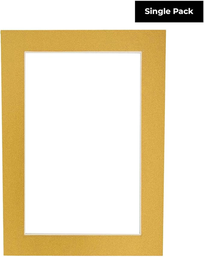 8.5x11 Mat for 11x14 Frame - Precut Mat Board Acid-Free Show Kit with Backing Board, and Clear Bags Metallic Gold 8.5x11 Photo Matte For a 11x14 Picture Frame Matboard for Framing, Pack of 1 Mat - Image 2