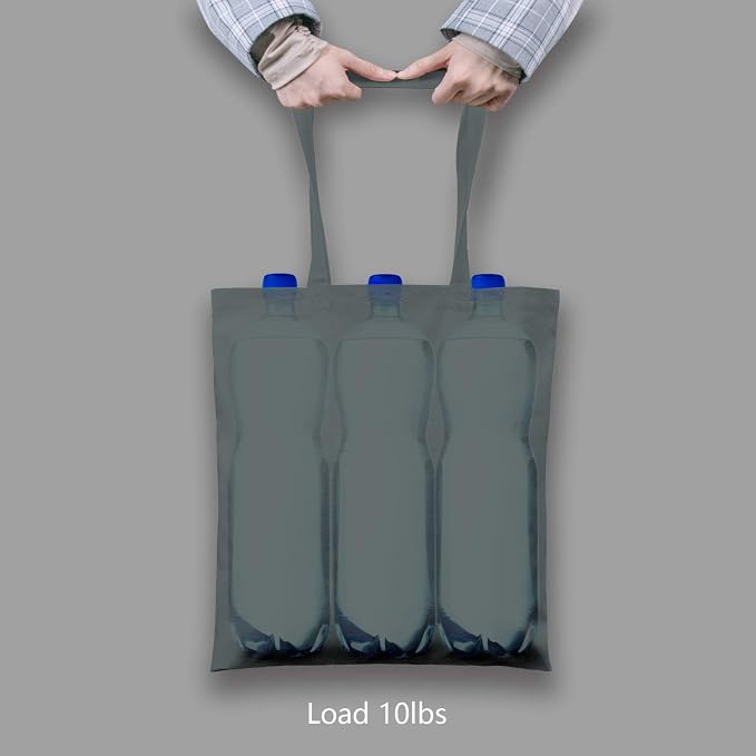 TOPDesign 12-Pack Economical 16"x15" Grey Cotton Tote Bag, Lightweight Medium Reusable Grocery Shopping Cloth Bags, Suitable for DIY, Advertising, Promotion, Gift, Activity - Image 2