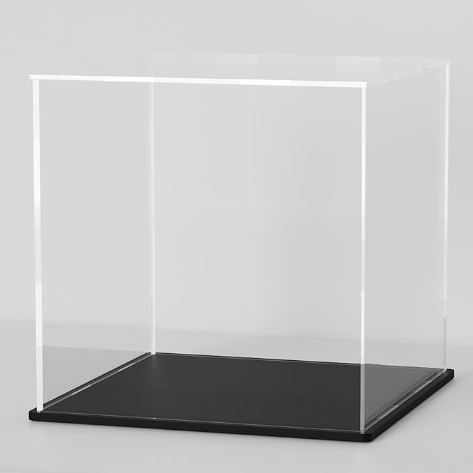 11 Inch Acrylic Case for Display, Clear Display Acrylic Box for Collectibles, Alternative Glass Case with Matt Black Stand for Display Action Figures by hopeme