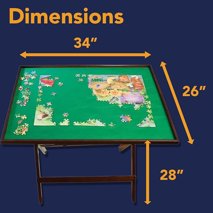Bits and Pieces Portable Puzzle Board - Compact Folding Puzzle Table with Large Puzzling Area for 1500 Piece Jigsaw Puzzles, Attractive Wood, Space Saving Design, 26 in. x 34 in. x 28 in. High - Image 3