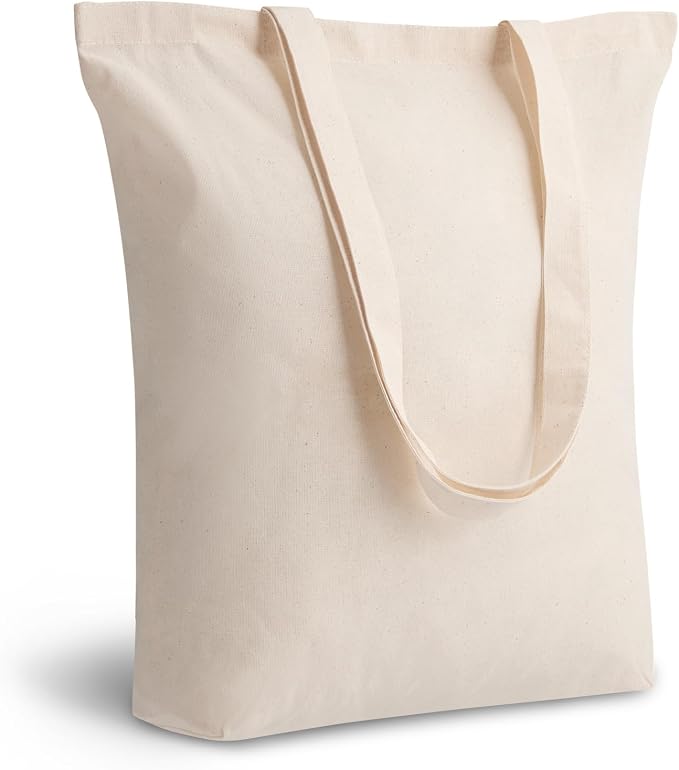 TOPDesign 48-Pack Cotton Tote Bags with 4" Gusset, 15"x16"x4" Economical Lightweight Reusable Grocery Shopping Cloth Bags, Bulk Blank Plain Totes for DIY, Vinyl, Sublimation, Gift (Natural) by TOPDesign