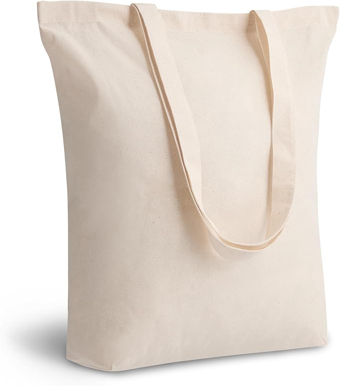TOPDesign 24-Pack Cotton Tote Bags with 4" Gusset, 15"x16"x4" Economical Lightweight Reusable Grocery Shopping Cloth Bags, Bulk Blank Plain Totes for DIY, Vinyl, Sublimation, Gift (Natural) by TOPDesign