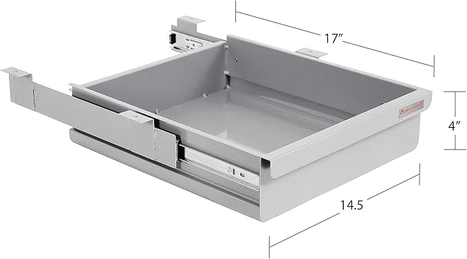 Heavy 16 Ga Cold Rolled Steel Drawer Kit - Powder Painted - 4" High x 14.5" Wide x 17" Length - Gray - by BenchPro. - Image 2