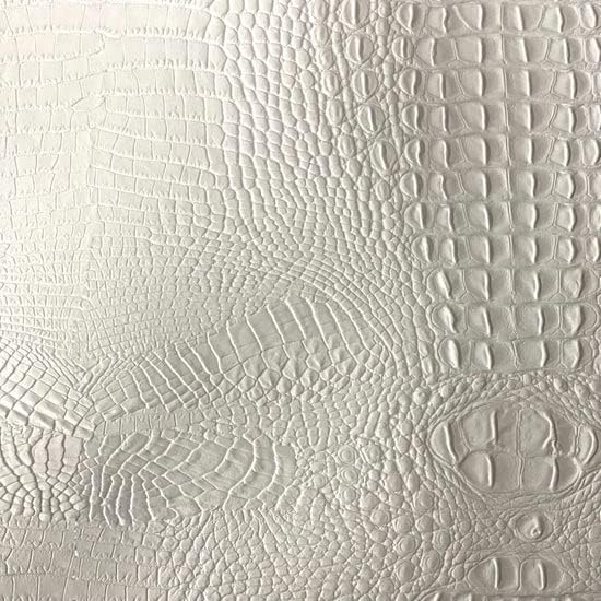 White Amazon 3D Embossed Gator Faux Leather Vinyl Fabric - Sold by The Yard - 56" by Unknown
