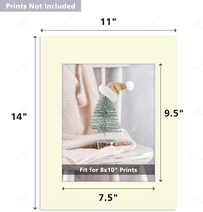 Golden State Art 20 Pack Mixed Color Photo Mats 11x14 for 8x10 Mats Only | Acid-Free Pre-Cut7.5x9.5 Opening 4-Ply Bevel Cut White Core Photo Matte Matting - Image 2