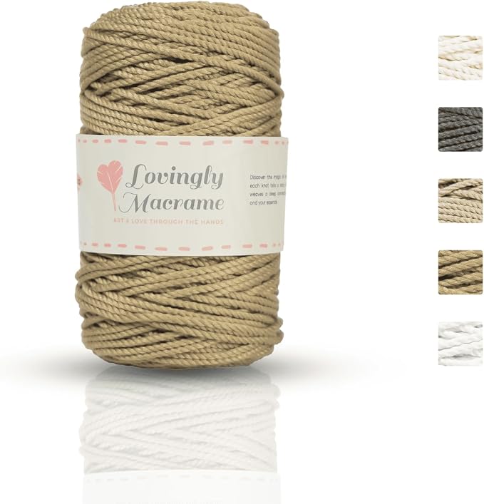 Polyester Macrame Cord - Durable 3mm Polyester Cord for Crocheting Bags, Macrame Yarn for Crafts, Dreamcatchers, Handmade Indoor & Outdoor Boho Decor - 446ft (136yds) - Cappuccino - Image 2
