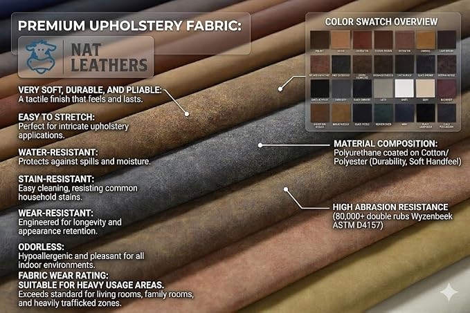 NAT Leathers | Brown Distressed 2 Tone Oily Faux Vegan Leather PU (Peta Approved Vegan) | 1 Yard 36 inch x 54 inch Cut by Yard Pleather 0.9 mm Upholstery | Brown Crazy Horse Distress 36"X54" - Image 4