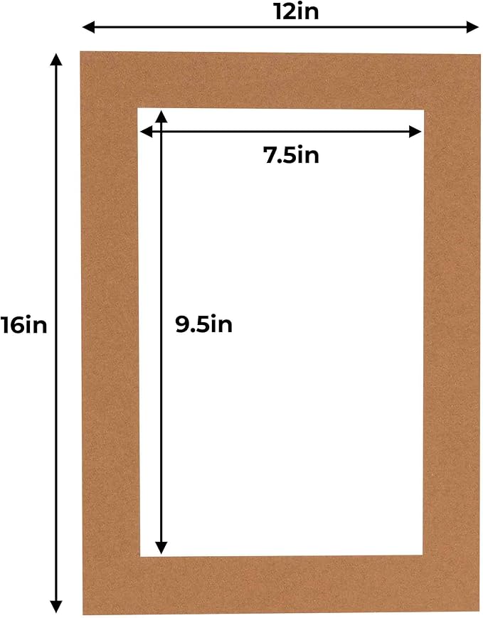 8x10 Mat for 12x16 Frame - Precut Mat Board Acid-Free Show Kit with Backing Board, and Clear Bags Brown 8x10 Photo Matte Made to Fit a 12x16 Picture Frame Matboard for Framing, Pack of 10 Mats - Image 2