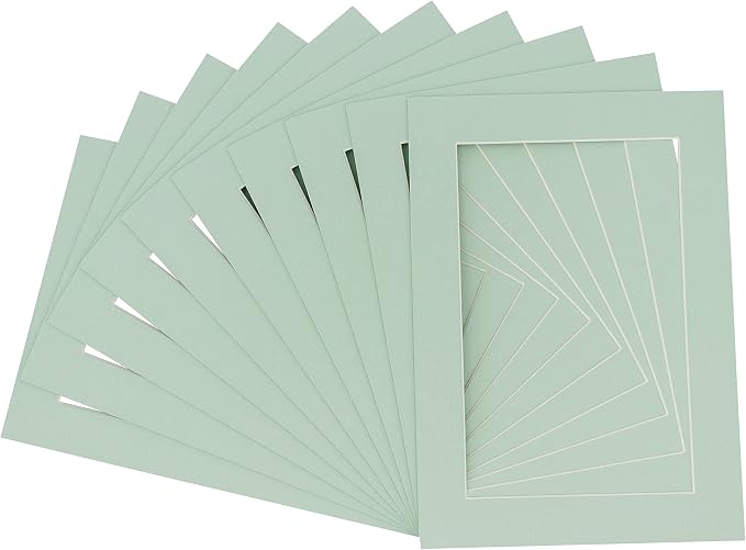 8x10 Mat for 12x16 Frame - Precut Mat Board Acid-Free Show Kit with Backing Board, and Clear Bags Honeydew Green 8x10 Photo Matte For a 12x16 Picture Frame Matboard for Framing, Pack of 25 Mats by PosterPalooza