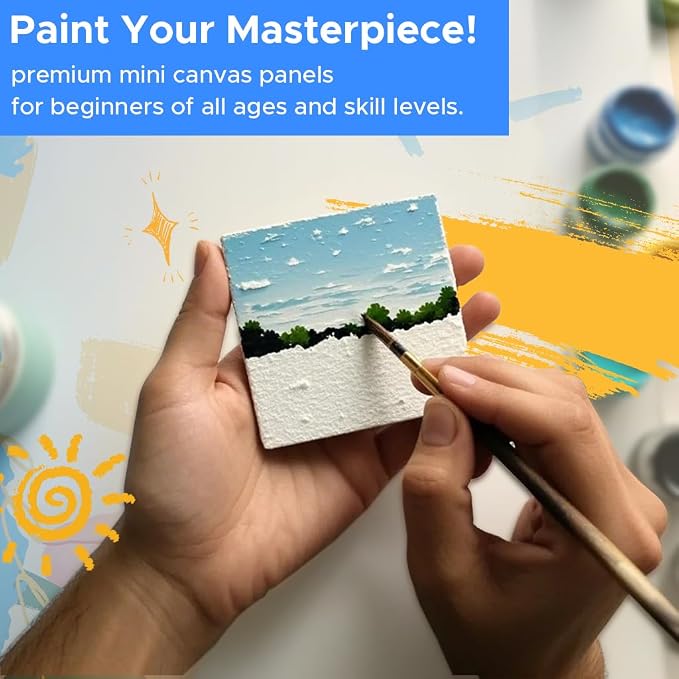 Mini Canvas for Painting 4x4 inch, 56 Pack Bulk Small Painting Canvases | Blank Canvas Panels, Gesso Primed Acid-Free 100% Cotton for Oil, Watercolor, Acrylic, Art Supplies for All Skill Level - Image 6