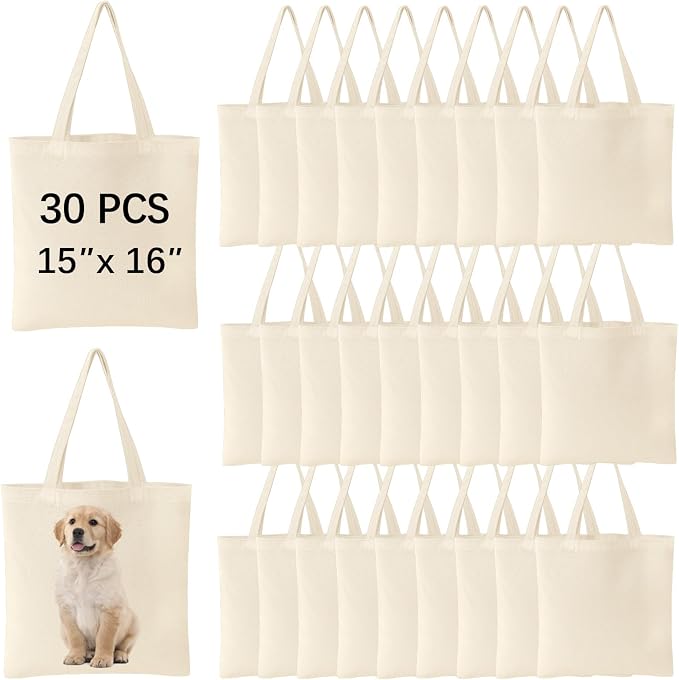 OKBA Sublimation Tote Bags, Canvas Bags Bulk Blank Tote Bags, Reusable Shopping Bags for Decorating DIY Crafting by OKBA