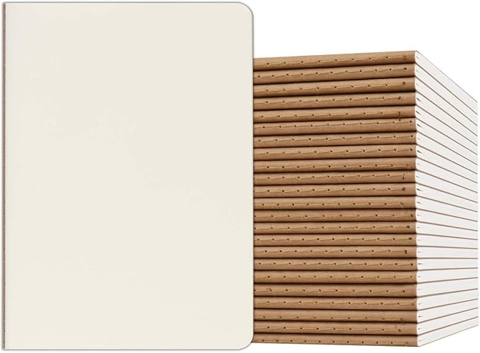 24 Pack A5 Kraft Notebooks Bulk, 8.15x5.5 Inches Blank Journaling Notebooks, Notebooks for Work, Composition Notebooks for School, Journal notebooks for kids, 60 Pages by ZCZN