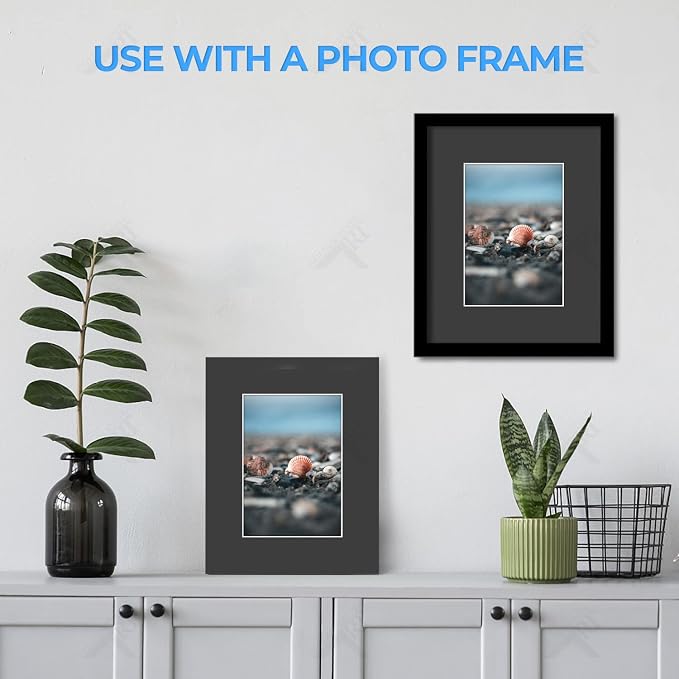 Golden State Art 5 Pack Black Mat 8x10 for 5x7 Photo Matte+Backings+Bags | Acid-Free,4-Ply Thick,Pre-Cut Kit Mattes,White Core,Bevel Cut,For Photos, Pictures,Artwork, Poster or Print Display - Image 7