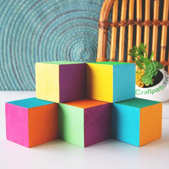 2 Inch Unfinished Solid Birch Wood Cubes | Natural Wooden Square Blocks for DIY Crafts | 10 Pack - Image 3