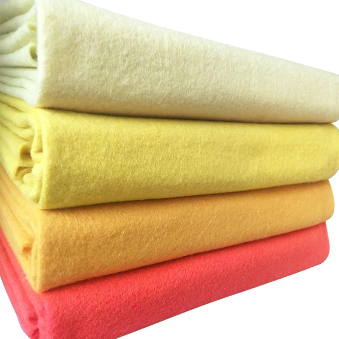 4pcs Thick 1.4mm Soft Felt Fabric Sheet Assorted Color Felt Pack DIY Craft Sewing Squares Nonwoven Patchwork (92x90cm Yellow) - Image 5