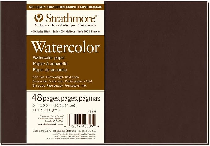 Strathmore 483-5 Softcover Watercolor Art Journal, 48 Count (Pack of 1), White, 24 Sheets by StrathmorePaper