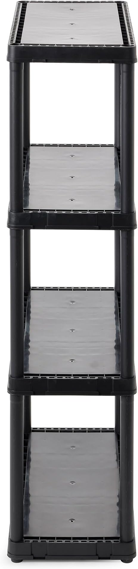 Gracious Living 4 Shelf Fixed Height Solid Light Duty Storage Unit 12 x 24 x 48" for Home, Garage, Basement, & Laundry, Black (4 Pack)