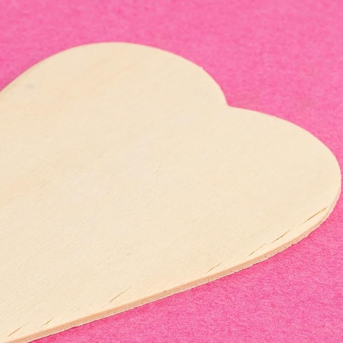 Pack of 24 Unfinished Wooden Heart Cutouts - Blank Wood Heart Shapes DIY Valentine's Day Sweetest Day Craft Projects Made in USA (Size: 6-1/4" H x 3-1/8" W) - Image 4