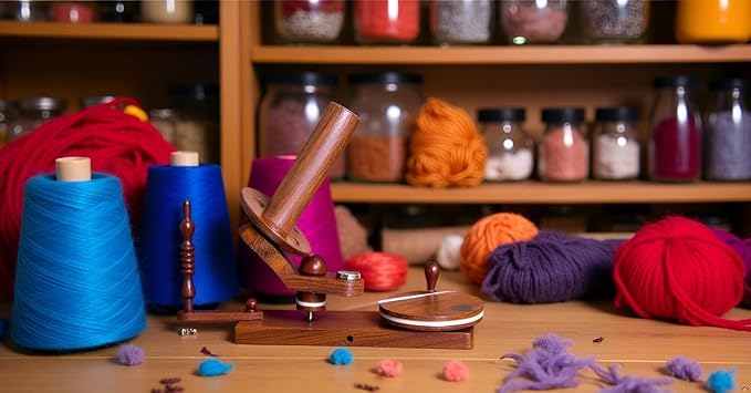 Rosewood Yarn Ball Winder, Wooden Hand Operated Yarn Winder for Knitting & Crocheting, Tabletop Wool String Winding Machine with Guide Arm, Swift Yarn Roller for Skeins, Hand Crank Fiber Tool - Image 2