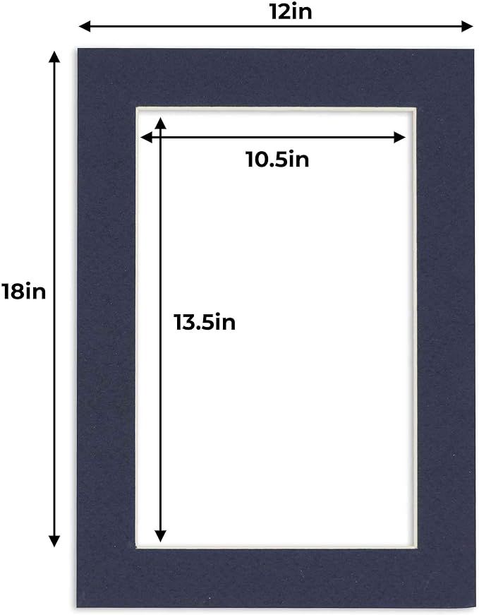 11x14 Mat for 12x18 Frame - Precut Mat Board Acid-Free Show Kit with Backing Board, and Clear Bags Navy 11x14 Photo Matte Made to Fit a 12x18 Picture Frame Matboard for Framing, Pack of 100 Mats - Image 3