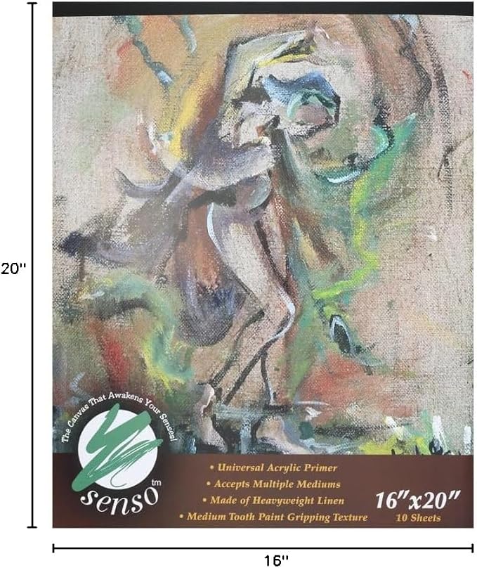 Senso Clear Primed Linen Canvas Pads - 16x20 (10 Total Sheets) - Clear Primed Heavyweight Linen Sheets Travel-Friendly Canvas Paper for Acrylic Oil Painting Mixed Media Sketching Drawing - Image 7