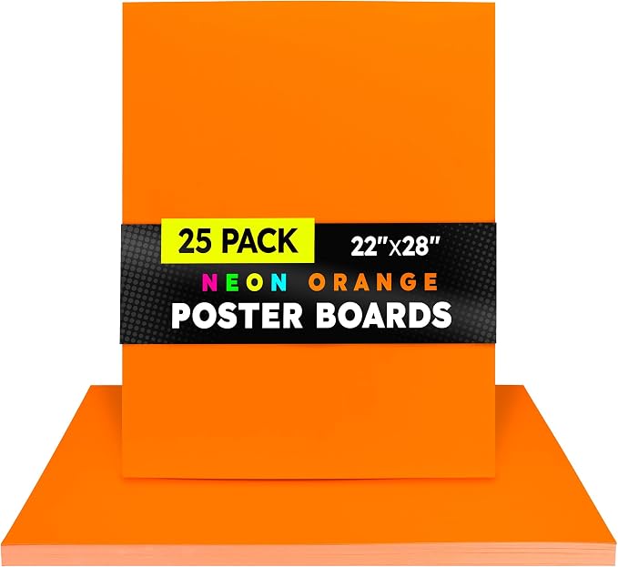 Hygloss Medium Poster Board 22x28 - 25 Neon Orange Single Color Bulk Pack - 10 Pt. Thickness Colored Poster Board Paper for Projects, Signs, Displays - Posterboard Multipack 22" x 28" - Image 7
