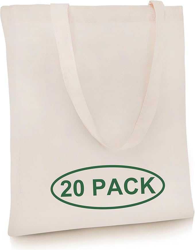 Simply Cool 20 Pack Canvas Tote Bag Bulk, Reusable Grocery Bags, Medium by SimplyCool