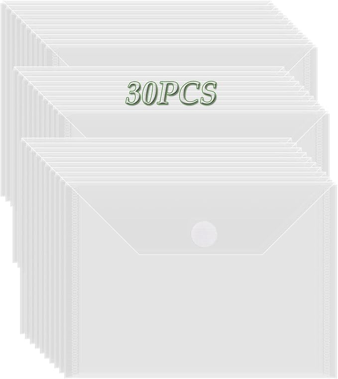BAOFALI 30 Pcs/Set 7x5inch Clear Stamp and Die Storage Pockets, Stamp Storage Bags, Plastic Envelopes, DIY Scrapbooking Storage Die Cuts for Stencil Storage Card Making Cutting Dies by BAOFALI