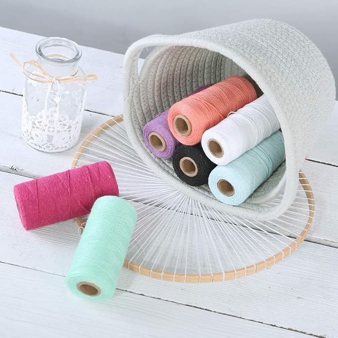 Weaving Strings - Warp Thread - White - 1mm 2-ply Cord – Cotton Yarn – Macrame Rope – Leather Sewing - Colourful Warp – Weaving Kit - Crochet - Be Creative Craft Supplies Store - Image 3