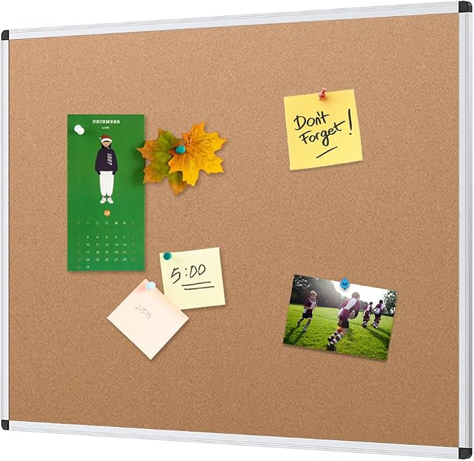 VIZ-PRO Cork Notice Board, 36 X 24 Inches, Silver Aluminium Frame by VIZ-PRO