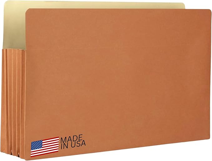 The File King Expanding Accordion File Folder – Legal Size | 5.25” Expansion, 10 Pack | Red Rope Expanding Pocket | Straight Cut Tab | Law, Accounting & Business Filing Organizer | Made in USA by TheFileKing