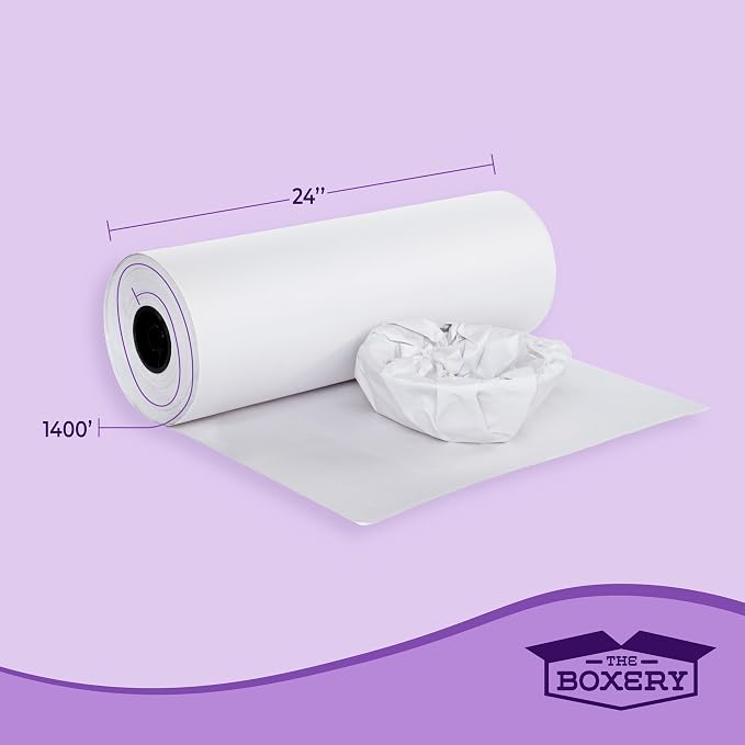 The Boxery Packing Paper Roll 1440'L x 24" W (Equal to 1000 Sheets 17" Long) White Large Newsprint for Packing, Protection, Shipping, Moving Supplies, Storage - Image 3