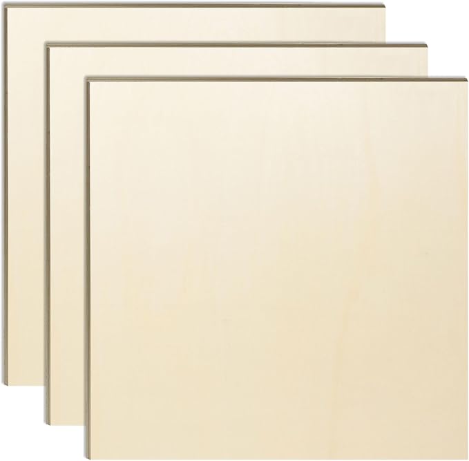 3 Pack 24 x 24 x 1/4 Inch-6mm Thick Basswood Sheets for Crafts - Unfinished Plywood Boards Square for DIY Laser Projects, Wood Burning, Engraving, Staining, Architectural Model by AWIZOM