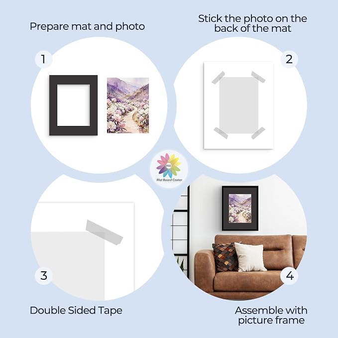 Mat Board Center 25 Pack 16x20 Picture Mat for 11x14 Photo Black | Fits 11x14, White Core, Acid Free, 4-Ply Thick, Photo, Art, Poster or Print Display - Image 5