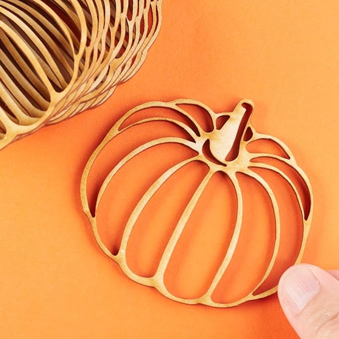 12 Unfinished Wood Pumpkin Cutouts – Made in USA Fall & Halloween Shapes | for Autumn Crafts, Thanksgiving DIY Projects & Seasonal Decorations 3‑1/4" W x 3" H - Image 3