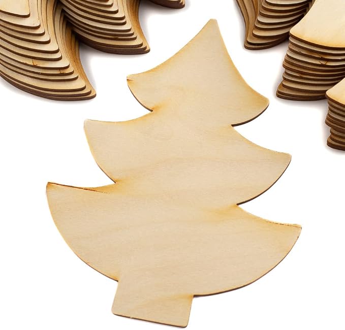 Pack of 24 Unfinished Wood Evergreen Tree Cutouts by Factory Direct Craft - Wooden Tree Blank DIY Shapes for Holiday Decorating and Christmas Displays (Size: 6-1/2" H x 5" W) - Image 2